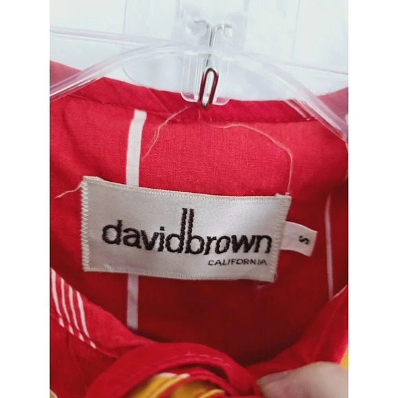 David Brown California Vintage Retro Striped Red Pintuck Cotton Dress Small S - Picture 9 of 9
